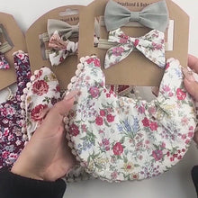 Load and play video in Gallery viewer, Baby Girl Boho Bib with Matching Headbands Set