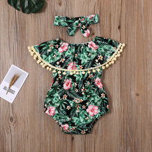 Load image into Gallery viewer, Tassel off-the-shoulder bodysuit and matching headband - Baby One Baby Two