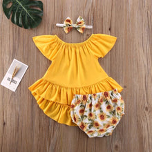 Load image into Gallery viewer, BABY ONE BABY TWO Baby and Toddler Girl Loose Ruffle Floral 3-Piece Set.