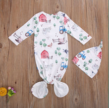 Load image into Gallery viewer, Newborn Sleeping Gown with Matching Cap - Baby One Baby Two