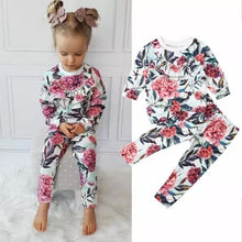 Load image into Gallery viewer, Floral Ruffle 2-piece lightweight sweatshirt with pants - Baby One Baby Two