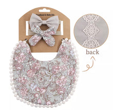 Load image into Gallery viewer, Baby Girl Boho Bib with Matching Headbands Set.