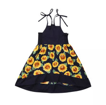 Load image into Gallery viewer, BABY ONE BABY TWO Baby and Toddler Girl Spaghetti-Strap Sunflower Lightweight Dress.