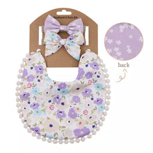 Load image into Gallery viewer, Baby Girl Boho Bib with Matching Headbands Set.