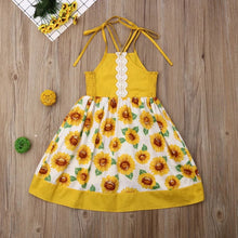Load image into Gallery viewer, BABY ONE BABY TWO Baby and Toddler Girl Spaghetti-Strap Sunflower Lightweight Dress.