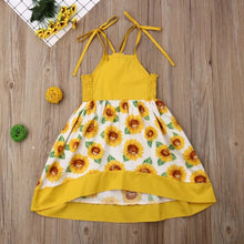 Load image into Gallery viewer, BABY ONE BABY TWO Baby and Toddler Girl Spaghetti-Strap Sunflower Lightweight Dress.