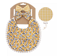 Load image into Gallery viewer, Baby Girl Boho Bib with Matching Headbands Set.