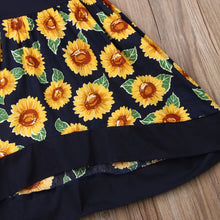 Load image into Gallery viewer, BABY ONE BABY TWO Baby and Toddler Girl Spaghetti-Strap Sunflower Lightweight Dress.