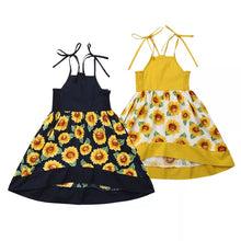 Load image into Gallery viewer, BABY ONE BABY TWO Baby and Toddler Girl Spaghetti-Strap Sunflower Lightweight Dress.