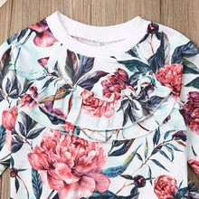 Load image into Gallery viewer, Floral Ruffle 2-piece lightweight sweatshirt with pants - Baby One Baby Two
