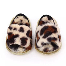 Load image into Gallery viewer, BABY ONE BABY TWO Baby Girl Cozy and Fuzzy Slides Crib Shoes.