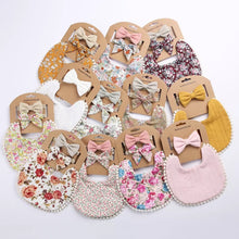 Load image into Gallery viewer, Baby Girl Boho Bib with Matching Headbands Set.