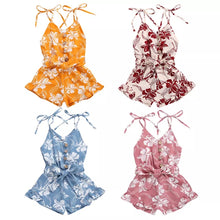 Load image into Gallery viewer, BABY ONE BABY TWO Toddler and Little Girl Spaghetti-Strap Floral Romper.