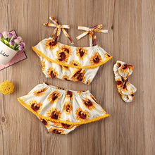 Load image into Gallery viewer, “‘My Little Sunflower” Spaghetti-Strap 3-Piece Set - Baby One Baby Two