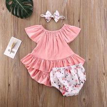 Load image into Gallery viewer, BABY ONE BABY TWO Baby and Toddler Girl Loose Ruffle Floral 3-Piece Set.