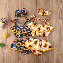 Load image into Gallery viewer, “‘My Little Sunflower” Spaghetti-Strap 3-Piece Set - Baby One Baby Two