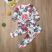 Load image into Gallery viewer, Floral Ruffle 2-piece lightweight sweatshirt with pants - Baby One Baby Two