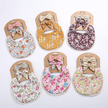Load image into Gallery viewer, Baby Girl Boho Bib with Matching Headbands Set.