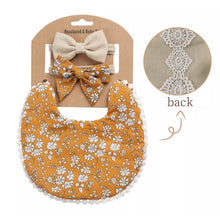 Load image into Gallery viewer, Baby Girl Boho Bib with Matching Headbands Set.