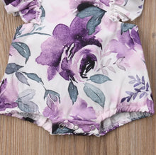 Load image into Gallery viewer, BABY ONE BABY TWO Baby and Toddler Girl Watercolor Floral 2-Piece Romper Set.