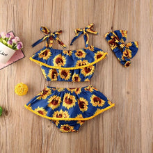 Load image into Gallery viewer, “‘My Little Sunflower” Spaghetti-Strap 3-Piece Set - Baby One Baby Two