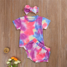 Load image into Gallery viewer, BABY ONE BABY TWO Baby and Toddler Girl Timeless Tie-dye 3-piece outfit.
