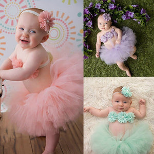 Newborn tutu 3-piece photography prop set - Baby One Baby Two