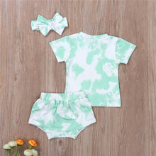 Load image into Gallery viewer, BABY ONE BABY TWO Baby and Toddler Girl Timeless Tie-dye 3-piece outfit.
