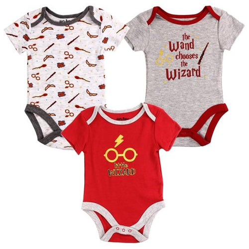 WARNER BROS- HARRY POTTER Baby and Newborn Boy 3-Pack Bodysuits - Baby One Baby Two