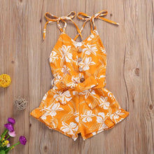 Load image into Gallery viewer, BABY ONE BABY TWO Toddler and Little Girl Spaghetti-Strap Floral Romper.
