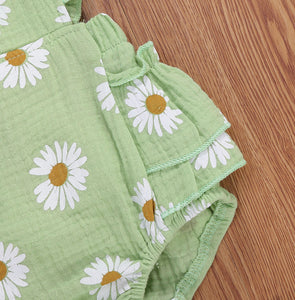 Daisy cotton linen romper - Baby One Baby Two