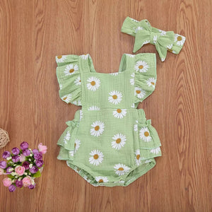 Daisy cotton linen romper - Baby One Baby Two