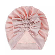 Load image into Gallery viewer, Baby and Toddler Girl Triple-BowTurban Bonnet.
