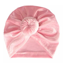 Load image into Gallery viewer, Baby or Toddler Girl Velvet Donut Turban Bonnet.
