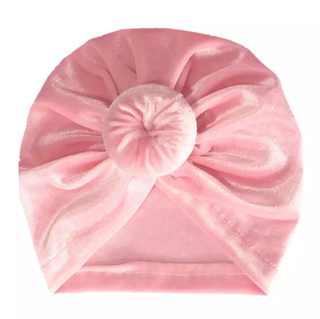 Baby or Toddler Girl Velvet Donut Turban Bonnet.