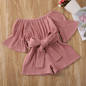 Cotton Linen Long Sleeve Romper.