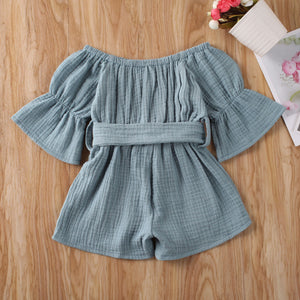 Cotton Linen Long Sleeve Romper.