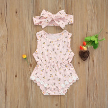 Load image into Gallery viewer, Daisy ribbed romper with headband - Baby One Baby Two
