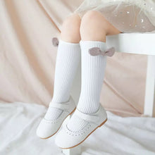 Load image into Gallery viewer, Shimmer Bow Knee-high cotton socks - Baby One Baby Two
