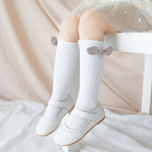 Shimmer Bow Knee-high cotton socks - Baby One Baby Two