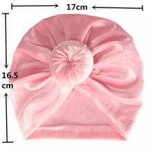 Load image into Gallery viewer, Baby or Toddler Girl Velvet Donut Turban Bonnet.
