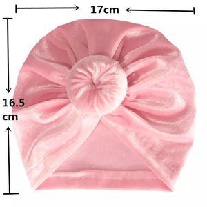 Baby or Toddler Girl Velvet Donut Turban Bonnet.