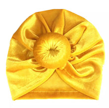 Load image into Gallery viewer, Baby or Toddler Girl Velvet Donut Turban Bonnet.
