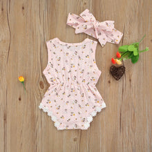 Load image into Gallery viewer, Daisy ribbed romper with headband - Baby One Baby Two
