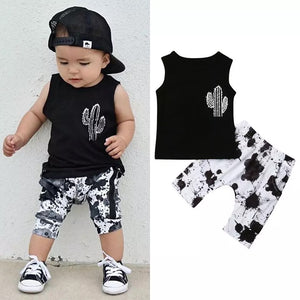 Cactus Inkblot Baby and Toddler Boy 2-piece Tank and Short Set.