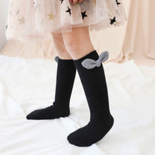 Load image into Gallery viewer, Shimmer Bow Knee-high cotton socks - Baby One Baby Two
