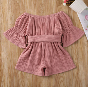 Cotton Linen Long Sleeve Romper.