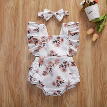 Load image into Gallery viewer, BABY ONE BABY TWO Baby and Toddler Girl Simply Floral 2-piece Romper Set.
