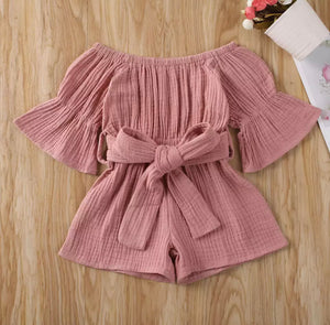 Cotton Linen Long Sleeve Romper.