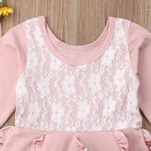 Load image into Gallery viewer, BABY ONE BABY TWO Toddler and Little Girl Pretty in Pink Long Sleeve Ruffle Dress.
